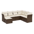 Afuera Living Contemporary 7 Piece Poly Rattan Large Sofa Set in Brown