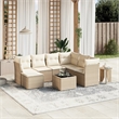 Afuera Living Contemporary 8 Piece Poly Rattan Large Sofa Set in Beige