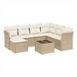 Afuera Living Contemporary 8 Piece Poly Rattan Large Sofa Set in Beige
