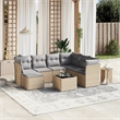 Afuera Living 8 Piece Poly Rattan Large Sofa Set with Removable Covers in Beige