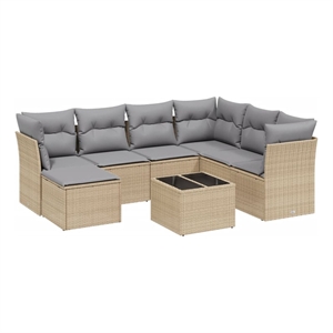 Afuera Living 8 Piece Poly Rattan Large Sofa Set with Removable Covers in Beige