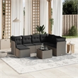 Afuera Living Contemporary 8 Piece Poly Rattan Large Sofa Set in Gray