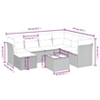 Afuera Living Contemporary 8 Piece Poly Rattan Large Sofa Set in Gray