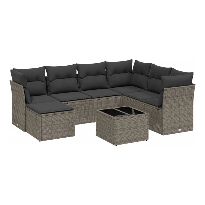 Afuera Living Contemporary 8 Piece Poly Rattan Large Sofa Set in Gray