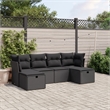 Afuera Living 6 Piece Poly Rattan Large Sofa Set with Removable Covers in Black