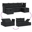 Afuera Living 6 Piece Poly Rattan Large Sofa Set with Removable Covers in Black