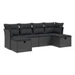 Afuera Living 6 Piece Poly Rattan Large Sofa Set with Removable Covers in Black