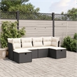 Afuera Living Contemporary 6 Piece Poly Rattan Large Sofa Set in Black