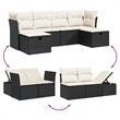 Afuera Living Contemporary 6 Piece Poly Rattan Large Sofa Set in Black