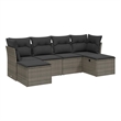 Afuera Living Contemporary 6 Piece Poly Rattan Large Sofa Set in Gray