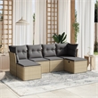 Afuera Living Contemporary 6 Piece Poly Rattan Large Sofa Set in Beige