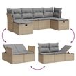 Afuera Living Contemporary 6 Piece Poly Rattan Large Sofa Set in Beige
