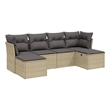 Afuera Living Contemporary 6 Piece Poly Rattan Large Sofa Set in Beige