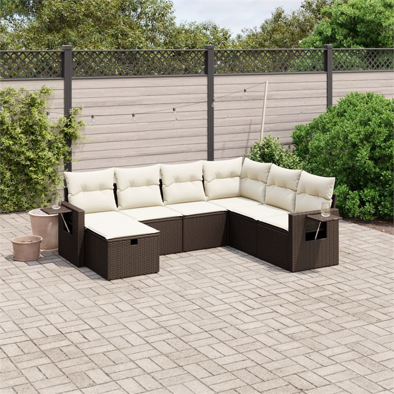Afuera Living Contemporary Poly Rattan Large Sofa Set in Brown