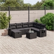 Afuera Living Contemporary 8 Piece Poly Rattan Large Sofa Set in Black