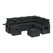 Afuera Living Contemporary 8 Piece Poly Rattan Large Sofa Set in Black