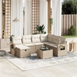 Afuera Living Contemporary 8 Piece Poly Rattan Sofa Set in Beige