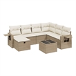 Afuera Living Contemporary 8 Piece Poly Rattan Sofa Set in Beige