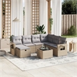 Afuera Living Contemporary 8 Piece Poly Rattan Large Sofa Set in Beige