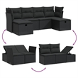 Afuera Living Contemporary Synthetic Poly Rattan 6 Piece  Sofa Set in Black