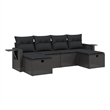 Afuera Living Contemporary Synthetic Poly Rattan 6 Piece  Sofa Set in Black