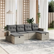Afuera Living Contemporary 6 Piece Poly Rattan Sofa Set in Gray