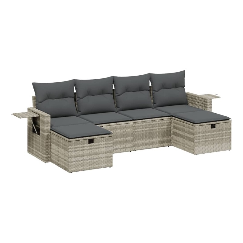 Afuera Living Contemporary 6 Piece Poly Rattan Sofa Set in Gray