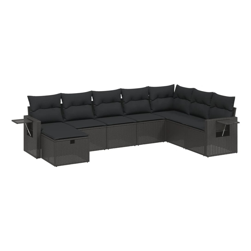 Afuera Living Contemporary 8 Piece Poly Rattan Small Sofa Set in Black