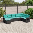 Afuera Living Contemporary 8 Piece Poly Rattan Large Sofa Set in Black