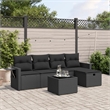 Afuera Living Contemporary 6 Piece Poly Rattan Large Sofa Set in Black
