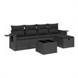 Afuera Living Contemporary 6 Piece Poly Rattan Large Sofa Set in Black