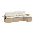 Afuera Living Contemporary 5 Piece Poly Rattan Large Sofa Set in Beige