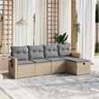 Afuera Living Contemporary Synthetic Poly Rattan 5 Piece  Sofa Set in Beige