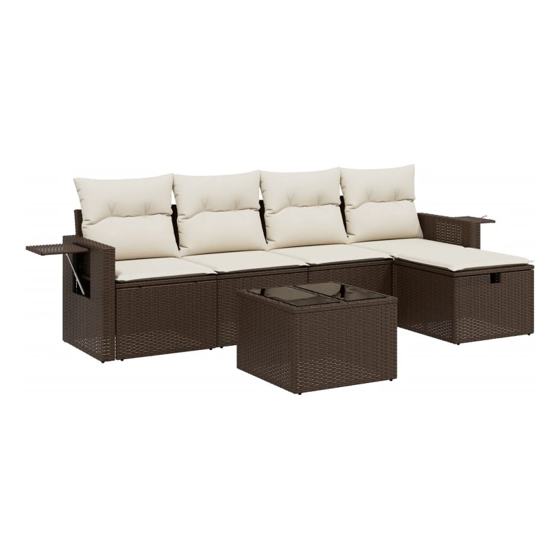 Afuera Living Contemporary Synthetic Poly Rattan  Sofa Set in Brown/Cream