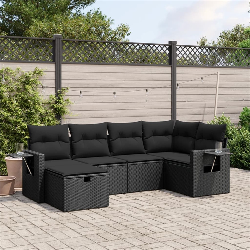 Afuera Living Contemporary Poly Rattan Small Sofa Set in Black