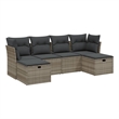 Afuera Living Contemporary 6 Piece Poly Rattan Medium Sofa Set in Gray
