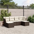 Afuera Living Contemporary 6 Piece Poly Rattan Large Sofa Set in Brown