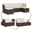 Afuera Living Contemporary 6 Piece Poly Rattan Large Sofa Set in Brown