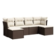Afuera Living Contemporary 6 Piece Poly Rattan Large Sofa Set in Brown
