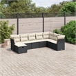 Afuera Living Contemporary 8 Piece Poly Rattan Large Sofa Set in Black
