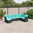 Afuera Living Contemporary 8 Piece Poly Rattan Large Sofa Set in Black