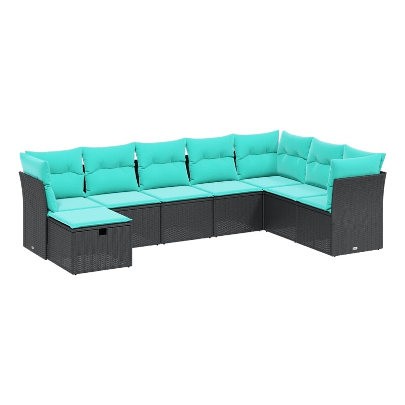 Afuera Living Contemporary 8 Piece Poly Rattan Large Sofa Set in Black