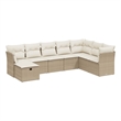 Afuera Living Contemporary 8 Piece Poly Rattan Large Sofa Set in Beige