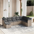 Afuera Living Contemporary 8 Piece Poly Rattan Large Sofa Set in Gray