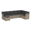 Afuera Living Contemporary 8 Piece Poly Rattan Large Sofa Set in Gray