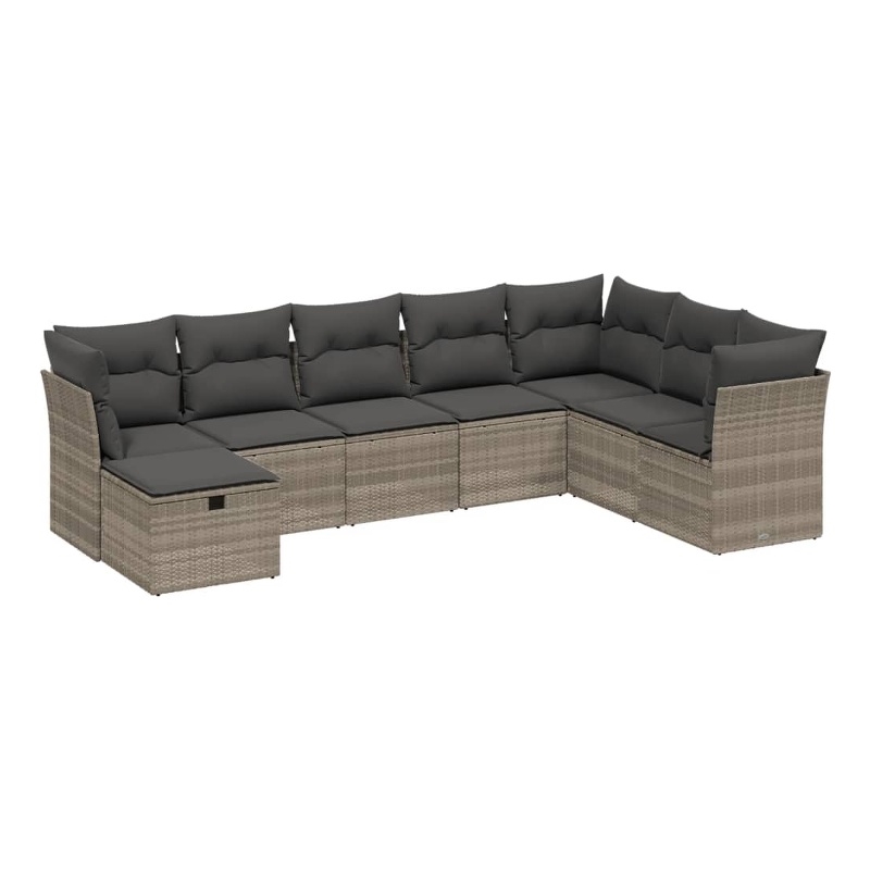 Afuera Living 8 Piece Poly Rattan Large Sofa Set with Removable Covers in Gray