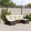 Afuera Living Contemporary 6 Piece Poly Rattan Large Sofa Set in Brown