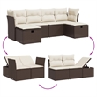 Afuera Living Contemporary 6 Piece Poly Rattan Large Sofa Set in Brown