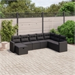 Afuera Living Contemporary 8 Piece Poly Rattan Large Sofa Set in Black