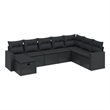 Afuera Living Contemporary 8 Piece Poly Rattan Large Sofa Set in Black